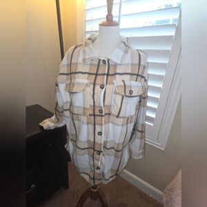 NYC Beige and Black Plaid Utility Jacket